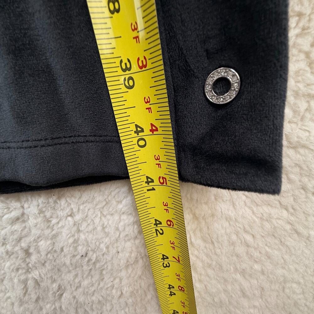 Victoria Secret Medium Wide Leg Snap Black Pants Velour Lux Diamante High Rise - Picture 7 of 13